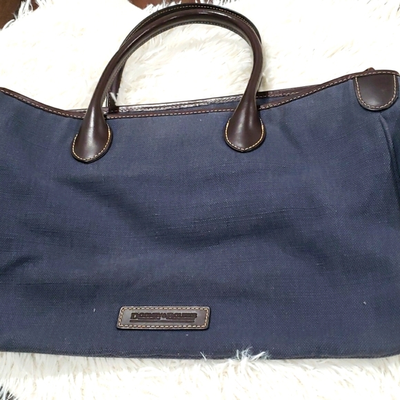 Dooney & Bourke Handbags - Dooney & Bourke Vintage Tote - Denim Blue Fabric Leather Trim